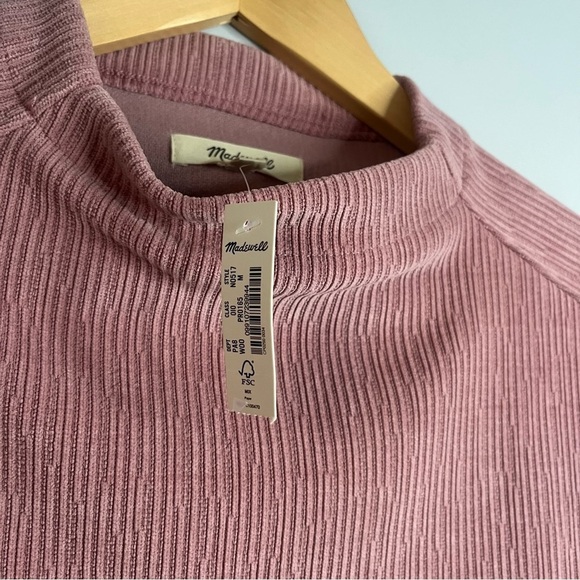 Madewell Striped Jacquard Funnelneck Rosewood Pink Long Sleeve Top Size M NWT - Picture 10 of 16